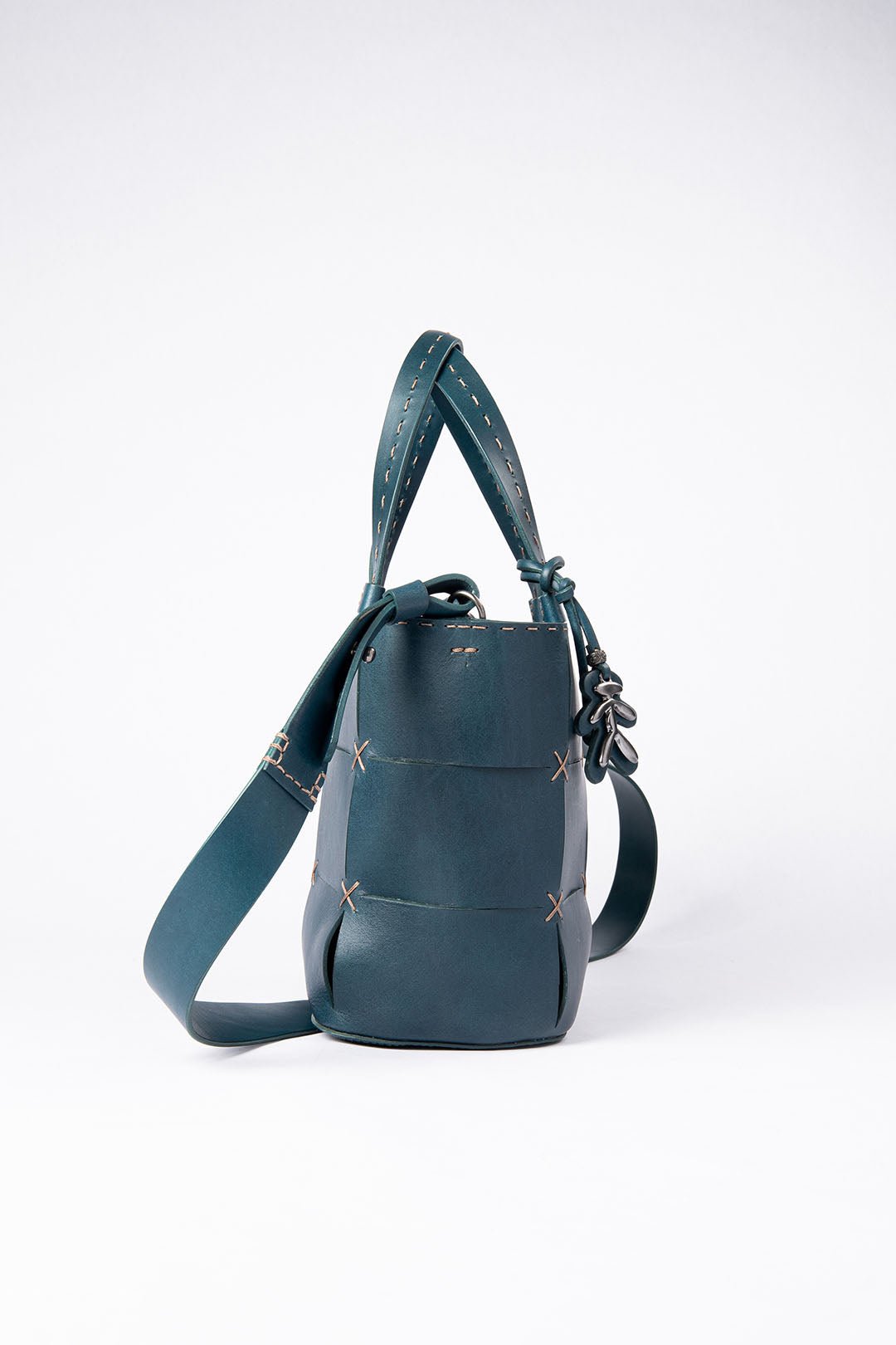 Blue hot sale leather satchel