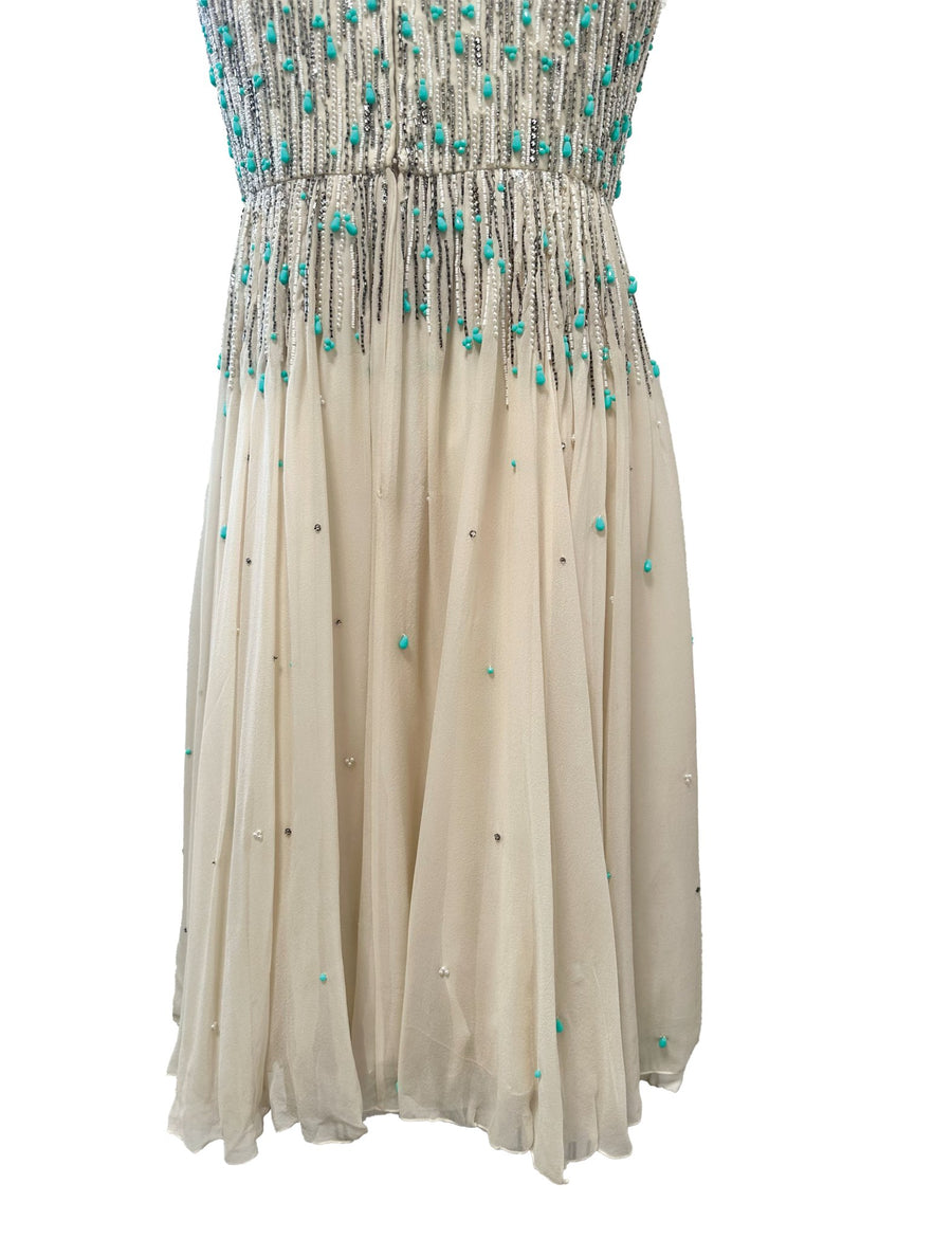 1960's Chiffon Beaded Dress - Burning Torch Online Boutique