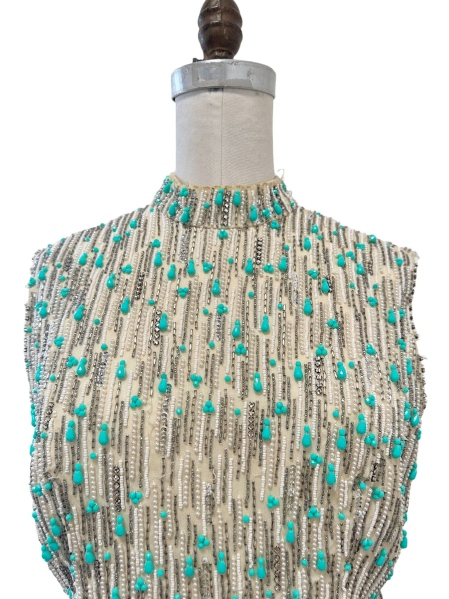 1960's Chiffon Beaded Dress - Burning Torch Online Boutique