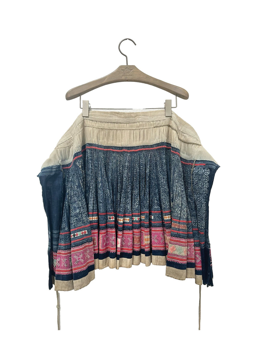 Tribal Pleated Indigo Skirt - Burning Torch Online Boutique