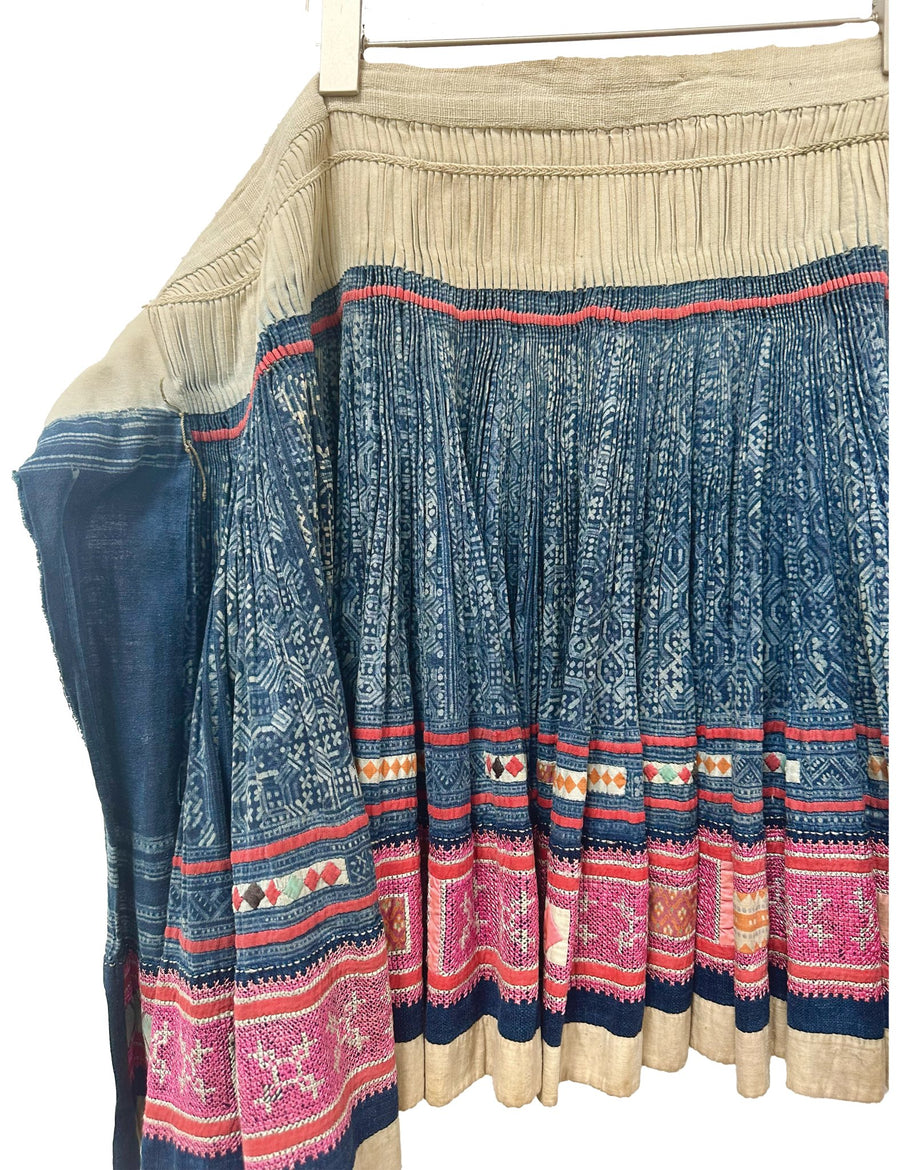 Tribal Pleated Indigo Skirt - Burning Torch Online Boutique