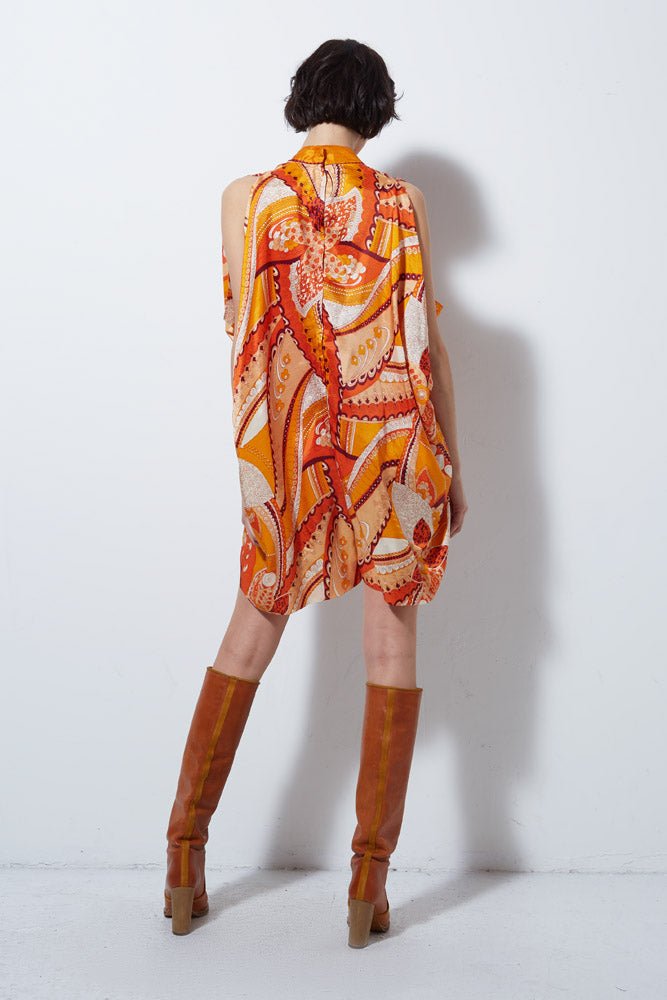 VT151 VINTAGE ORANGE PAISLEY ROMPER - Burning Torch Online Boutique