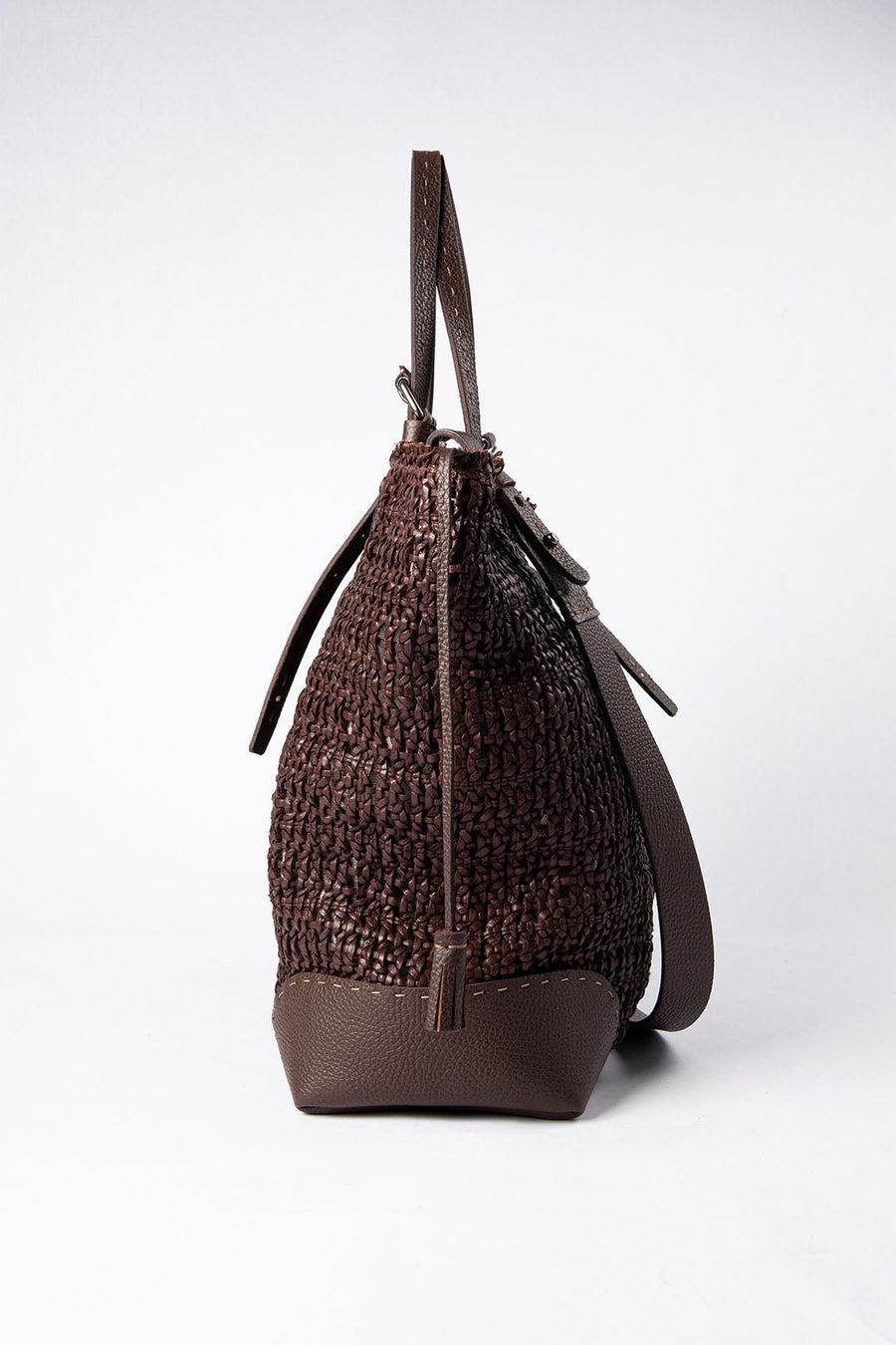 Vlogo Signature Embroidered Raffia Handbag for Woman in Natural/saddle  Brown