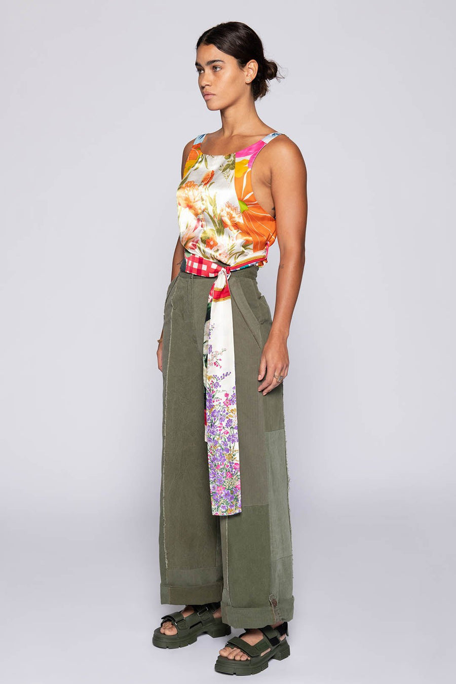 LOVE NOT WAR WIDE PANT, ARMY - SAMPLE 10260 - Burning Torch Online Boutique