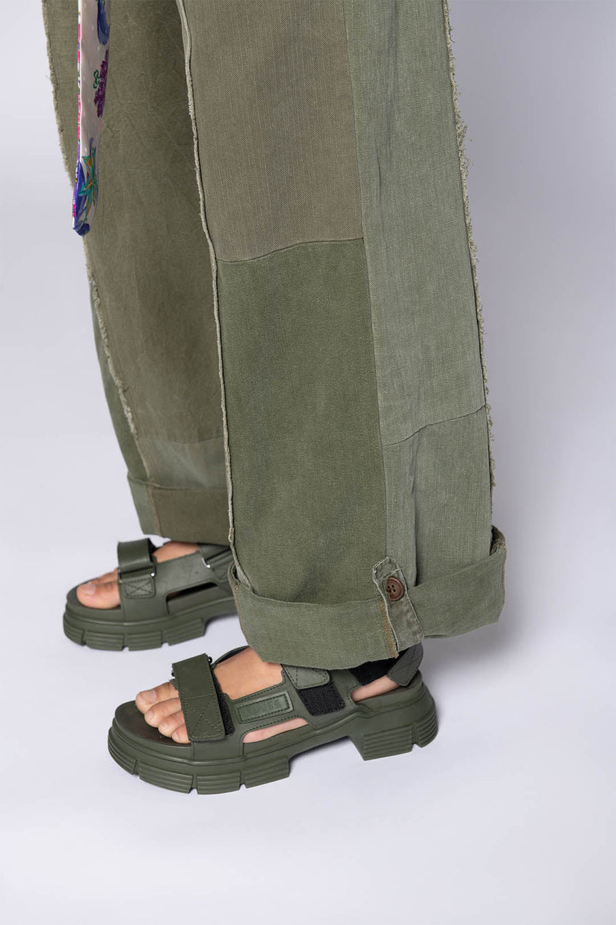 LOVE NOT WAR WIDE PANT, ARMY - SAMPLE 10260 - Burning Torch Online Boutique