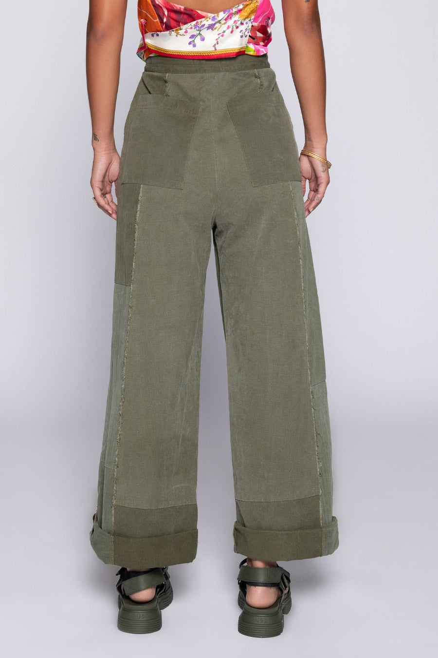 LOVE NOT WAR WIDE PANT, ARMY - SAMPLE 10260 - Burning Torch Online Boutique