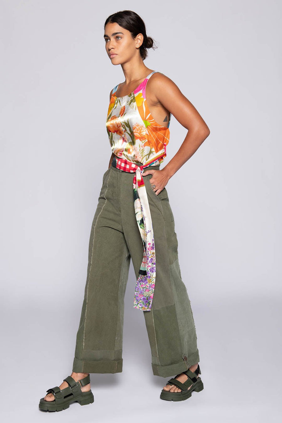 LOVE NOT WAR WIDE PANT, ARMY - SAMPLE 10260 - Burning Torch Online Boutique