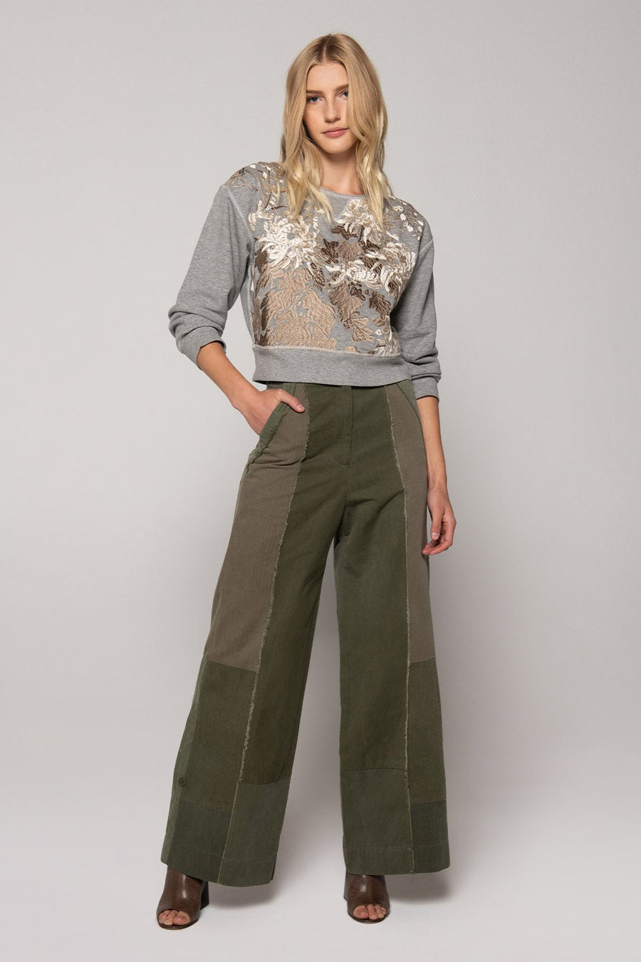 LOVE NOT WAR WIDE PANT, ARMY - SAMPLE 10260 - Burning Torch Online Boutique