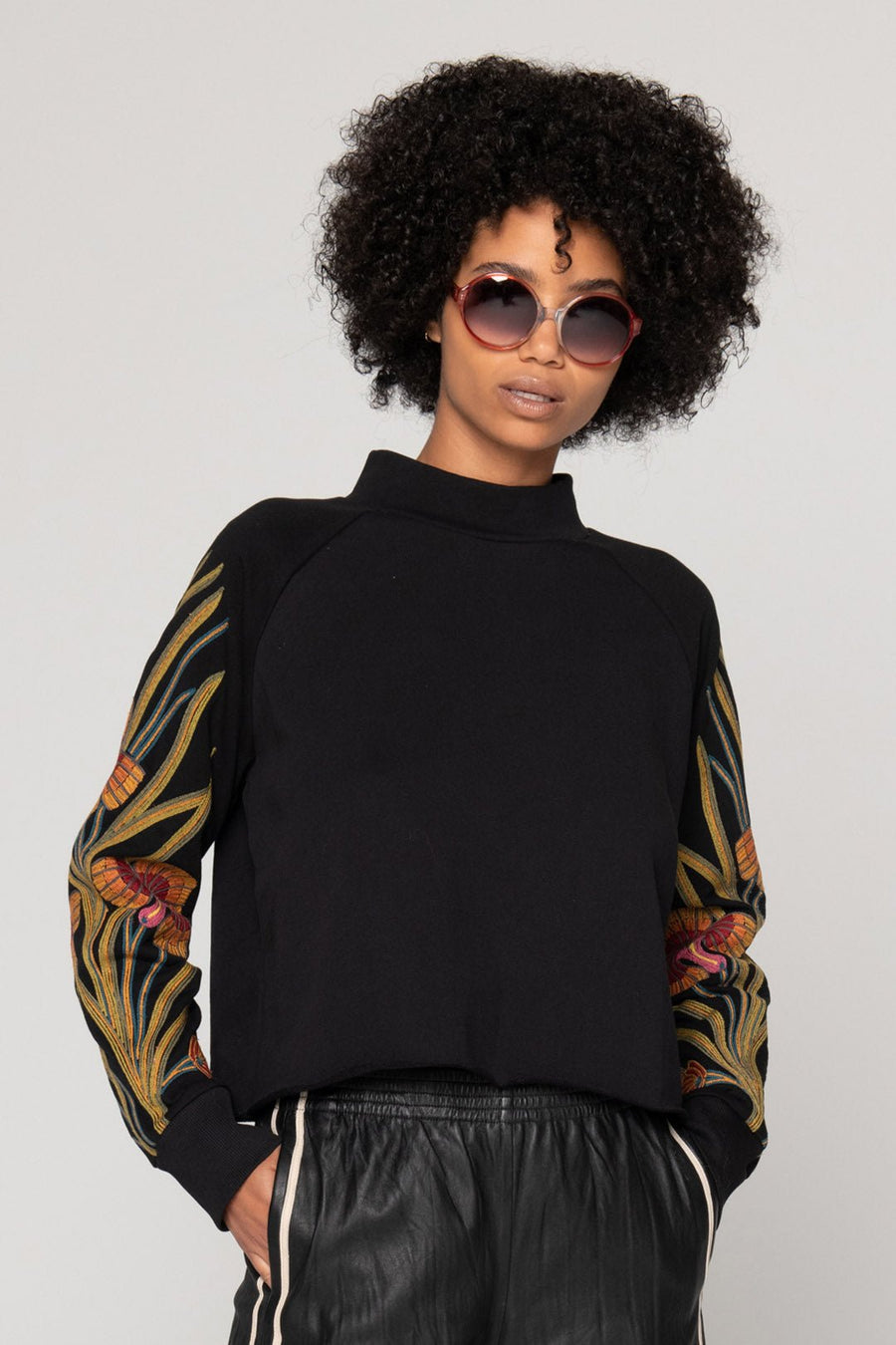 ORCHID FOREST SWEATSHIRT, BLACK - Burning Torch Online Boutique